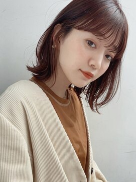 アンガーデン(Une GARDEN) ボブレイヤー×ナチュラルブラウン/ハイライト/韓国風/外ハネ