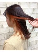 インナーカラーくすみオレンジ【Hair Resort Noble オオヤ】