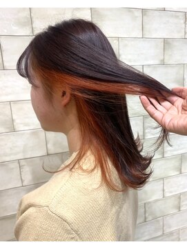 ヘアーリゾートノーブル(Hair Resort Noble) インナーカラーくすみオレンジ【Hair Resort Noble オオヤ】