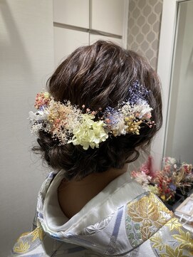 ブラウ ネイル パーティー(Blau Nail Party) 和装カラフルふわふわアップ