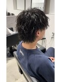 マッシュウルフ波打ツイストスパイラルパーマ
