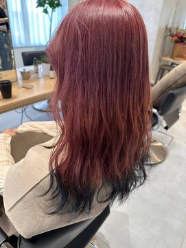 ガリカ 渋谷(Gallica) 【神山美来】透明感ピンクベージュ×ブルーブラック/裾カラー