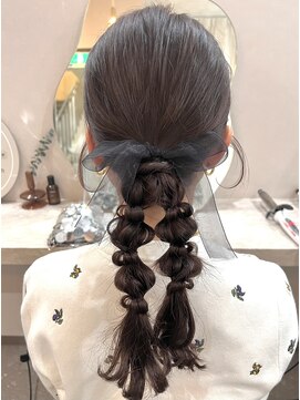 ミラ(Mila) セミロングヘアセット★編み下ろしツイン リボン