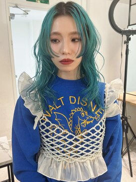 アイヴィ 表参道(IVY) ケアブリーチ　シアンブルー　モードカラー