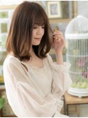 ハイライトカラーくせ毛風小顔エアリーミディh3志木20代30代40代