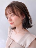 似合わせカットうるツヤイメチェン薄めバング美髪外ハネボブ
