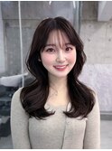 メルティカラー似合わせカットフェミニンロング韓国レイヤー