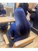髪質改善ストレート　ブルーブラック/艶ロング/透明感カラー