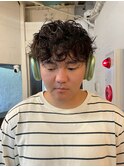 MEN’S HAIR/ブルーブラック/フェザーパーマ/心斎橋