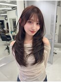 レイヤー/ハッシュカット/韓国ヘア/顔周り/ヘーゼルベージュ