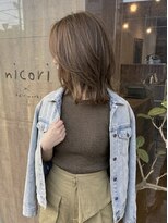 ニコリヘアワークス(nicori hair works)&nbsp;ミディアム×レイヤー× ベージュブラウン1