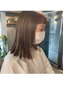 オン眉バング × 切りっぱなしミディアム＊