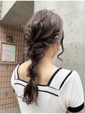 お客様style☆くるりんぱでふんわり編み下ろしヘア