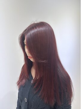 ジーナ 川崎(Zina) 艶感暖色系♪濃いめレッド×顔周りレイヤー 【zina 中村】