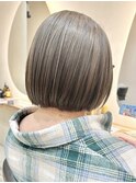 脱白髪染めハイライトカラーショートヘアショートボブ横浜西口