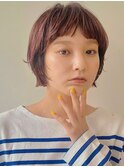 ミニボブ/顔まわりレイヤー/顔まわり/ピンクブラウン/イメチェン