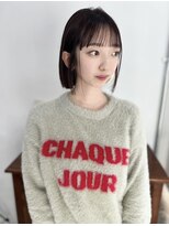 ペイジヘアー(paige hair)&nbsp;ぱっつんボブ前髪ありレッドブラウン暗髪