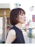 ・20代30代ミニボブココアブラウン小顔美肌ストレート丸み