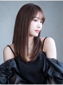 グレージュロングくびれヘア美髪韓国ヘア顔周りレイヤー_F30107