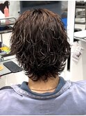ブラウンサーフカールセンターパートツーブロック襟足