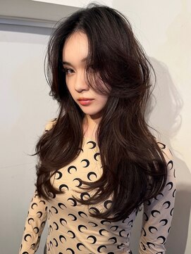 ロングレイヤー　グレージュカラー