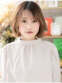 アンブレラカラーくせ毛風小顔プードルボブh4上尾20代30代40代