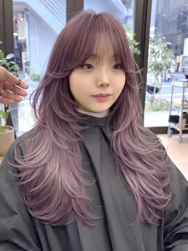 ヌエン 渋谷(NU/EN) セミロングレイヤー/ハイレイヤーカット/ラベンダーグレー
