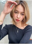 mowen×鎖骨ミディアム×ハイライトベージュ×グレージュ