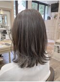 【Rire尚平】極細ハイライト グレージュ×カラーくびれミディ★