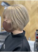 20代30代40代大人可愛いショートボブホワイトアッシュ