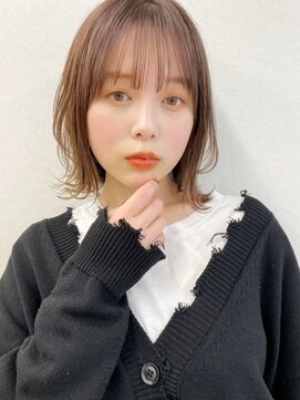 ロシェ 横浜店(loche) デザインカラーオリーブベージュ×ダブルカラーボブ×横浜