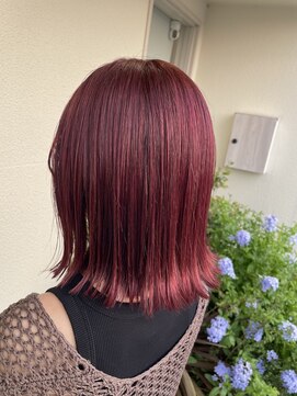 ミミバイジル(mimi by JILL) 切りっぱなしボブ×ブリーチなしカシスレッド☆