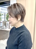 ロンドシエル 横浜(Lond ciel)&nbsp;ミニウルフチェリーブラウンブリーチなしショートボブ前髪/横浜