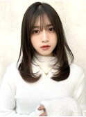 20代30代40代◎前髪パーマ韓国風巻きくすみベージュお団子ヘア