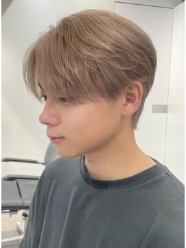 サンクマーケット 渋谷(cinq MARKET) 韓国メンズピンクベージュミルクティーカラーセンターパートヘア