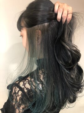 エデュコスゥリール(educo per sourile) インナーカラー　ブルーブラック×ターコイズブルー　/自由が丘