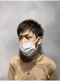 ハンサムショートブラウン短髪まとまり刈り上げ