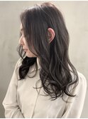 韓国風 顔周りレイヤーロング×グレージュカラー/グレーベージュ