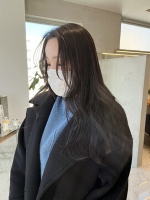 【森千晶】韓国風艶髪グレージュ/赤みのない透明感地毛風カラー