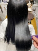 黒髪カタロググレーベージュレイヤーロングアッシュカラー前髪パ