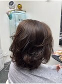 グラデーション白髪染めカラー　サプリカールパーマ