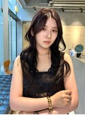 ロング 韓国風レイヤー センターパート パープルカラー