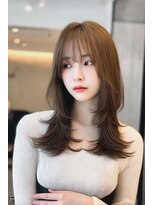 ノイエ 原宿 北参道(NoIE) ブリーチなしダブルカラー顔周りレイヤーブラウンベージュ