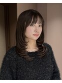 大人綺麗なブラウンカラー/顔まわりカット/レイヤー/恵比寿駅