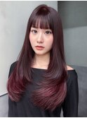 ロング顔周りレイヤーイメチェンピンクベージュ_ba587661
