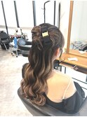 リボンハーフアップ×ゆるウェーブ