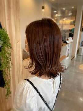 アドラーブル 長岡新保店(adorable) ヘルシーオレンジカラー☆切りっぱなしボブ♪10代20代30代
