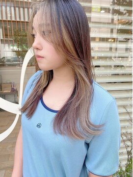 ネオリーブ アンド 渋谷店(Neolive &) 斜めバング/グレージュカラー/シルキーベージュ/韓国/渋谷