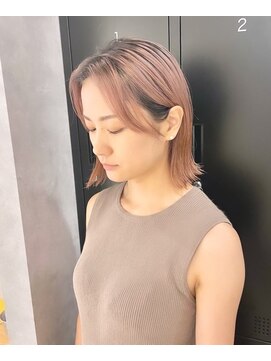 ルア モアナ バイ ヘッドライト 小田原2号店(Lua Moana by HEADLIGHT) #ケアブリーチ#ピンクベージュ#切りっぱなしボブ