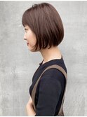 ミニボブ×ベージュブラウン